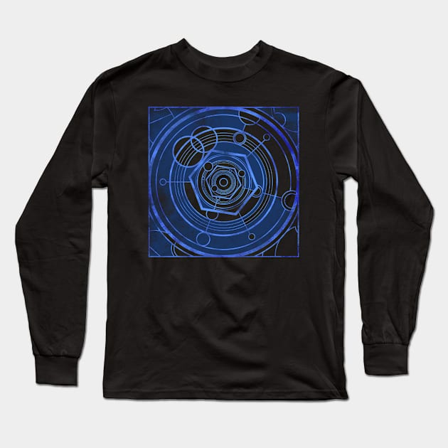 Weathered Clockwork - Blue (Gallifreyan inspired) Long Sleeve T-Shirt by Circulartz